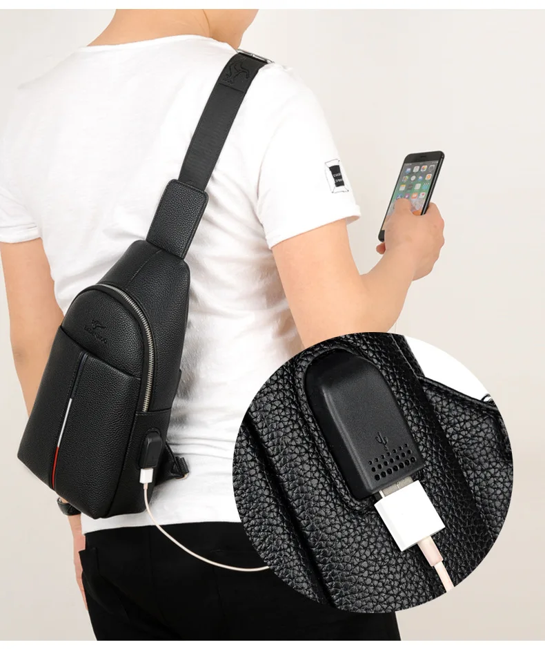 Роскошная брендовая мужская сумка-мессенджер, кожаные нагрудные сумки, мужская сумка через плечо, деловые сумки на плечо, повседневная мужская нагрудная сумка, зарядка через USB