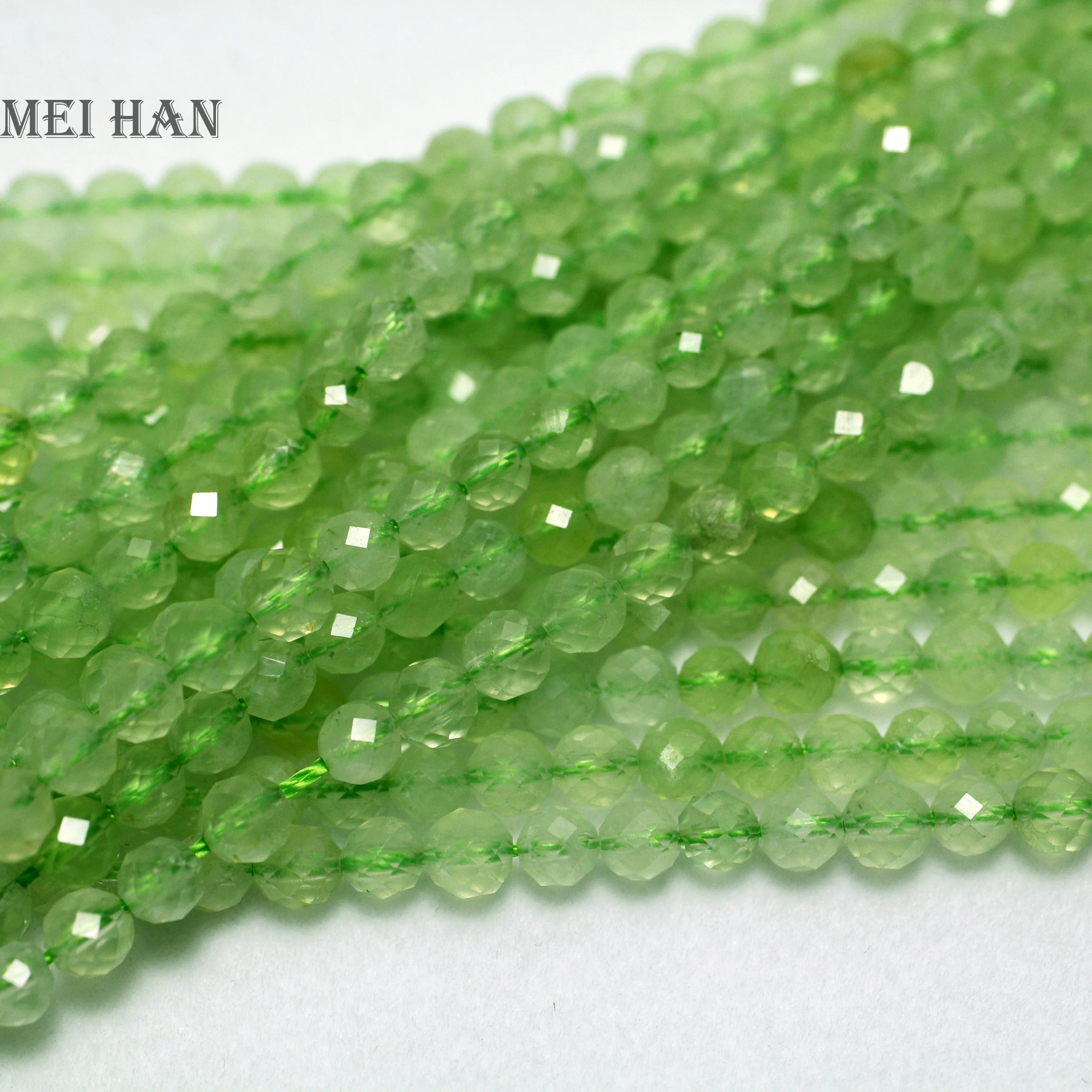 

Meihan Free shipping (2strands/set) 4mm natural prehnitee Faceted round loose beads stone for jewelry making design