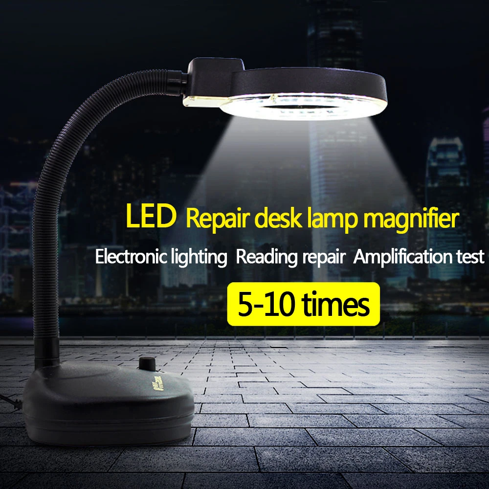 

5-10 times magnification adjustable brightness table lamp magnifying glass 208L with 36 LED magnifier