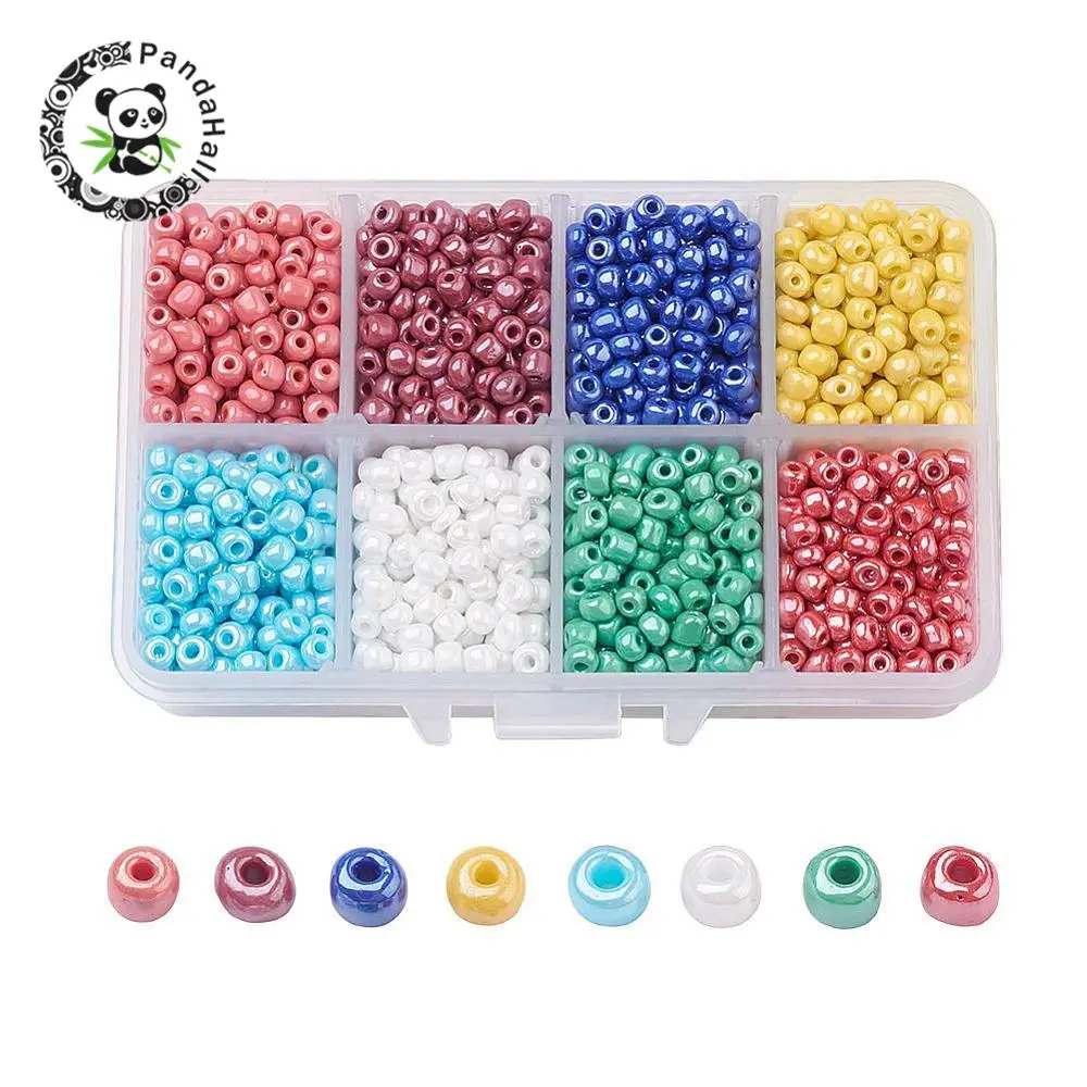 

1 Box 6/0 Glass Seed Beads Mixed Color Ceylon Round Loose Spacer Beads for Jewelry Making DIY 2mm 3mm 4mm, Hole: 1mm