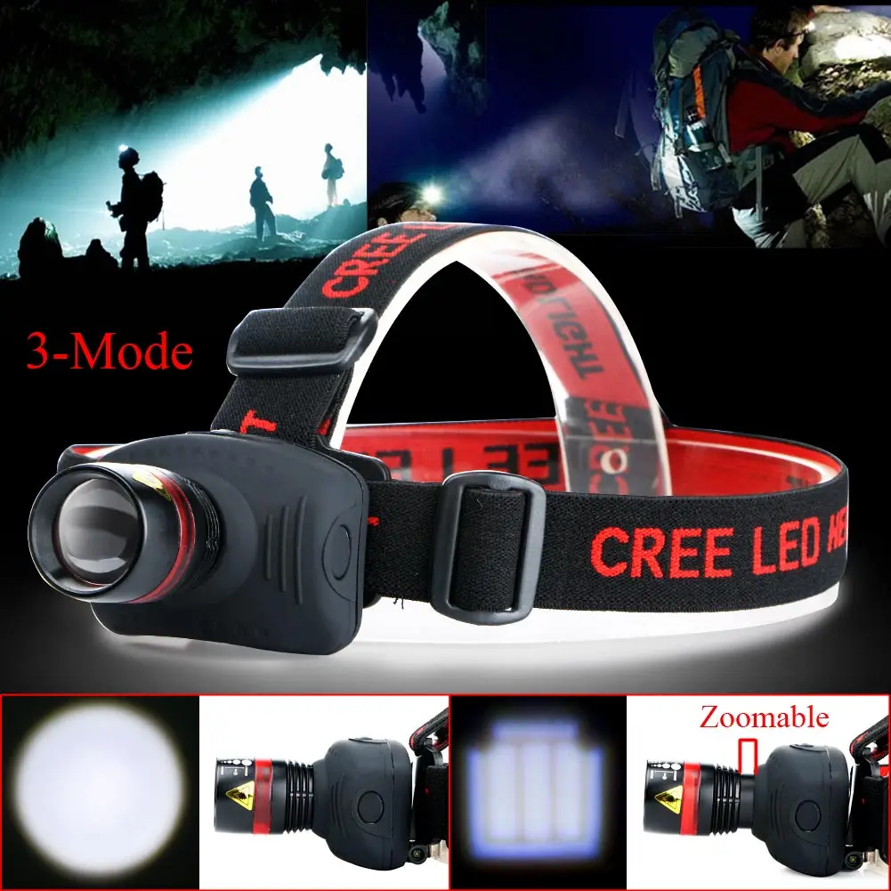 NEW Mini headlamp 1000 Lumens CREE Q5 LED Zoomable Adjustable Flashlight Head Torch Light lamp For Camping Hunting Fishing 3xAAA