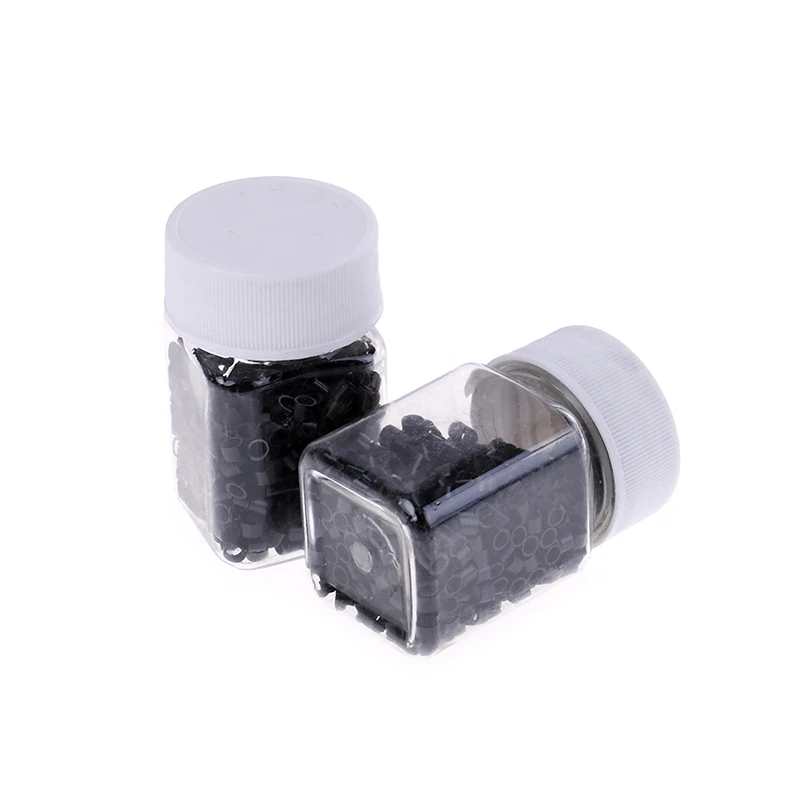 500pcs Silicone Black Micro Rings Lined Micro Beads Hair Extension Tubes Microrings Tube Beads Aluminium Hole
