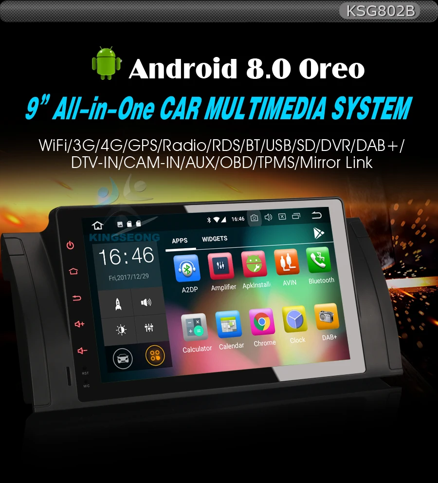 Clearance 9"Android 8.0 Octa Core Car Multimedia player for BMW 5 Series E39 E53 X5 M5 DAB+SatNav DTV-T2 Bluetooth WiFi 4G Radio BT GPS SD 0