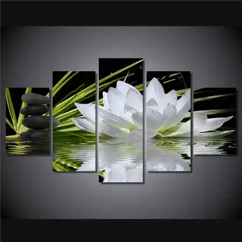 

Hd Printed Lotus And Stones Painting Canvas Print Room Decor Print Poster Picture Canvas Free Shipping/Ny-4189 Flower Canvas
