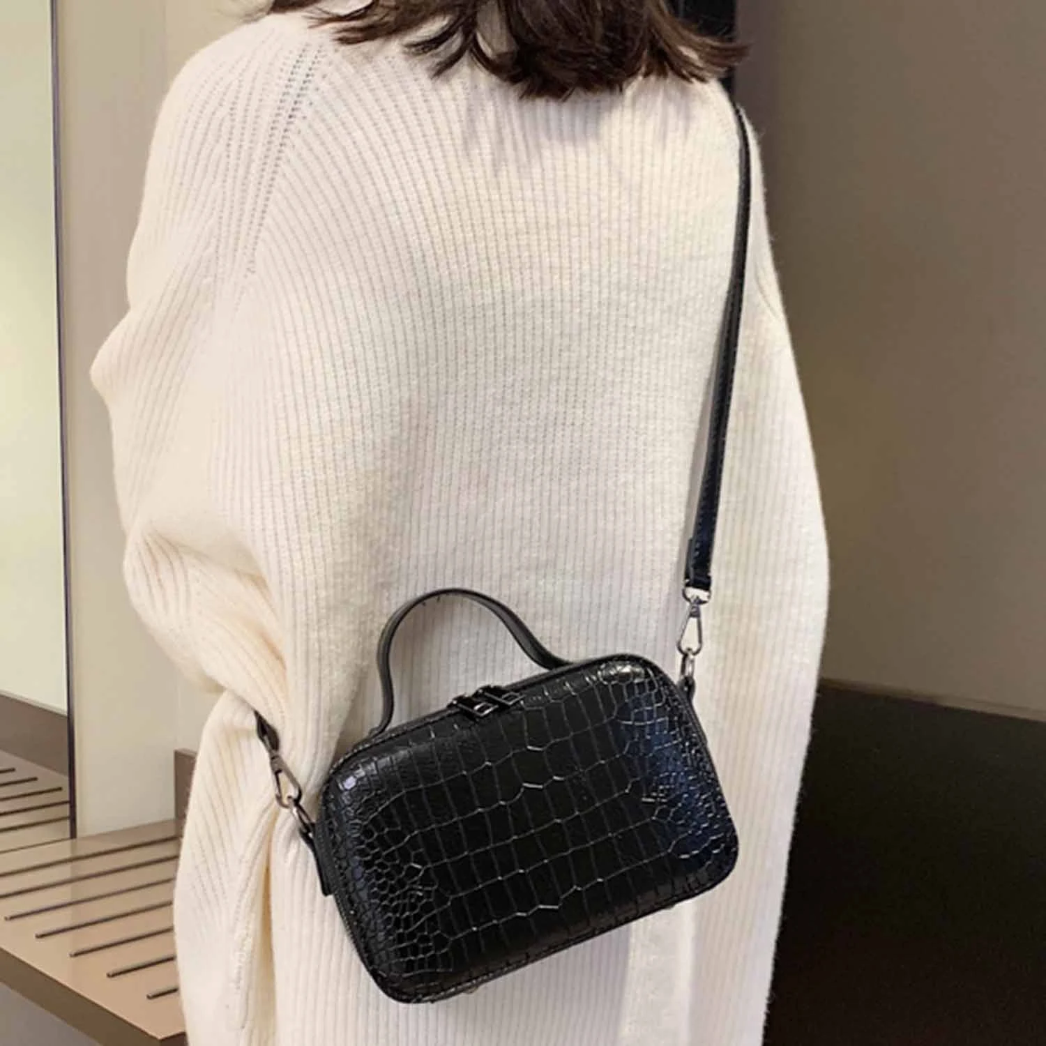 LJL Stone Pattern Сумки через плечо для женщин модные маленькие однотонные сумки на