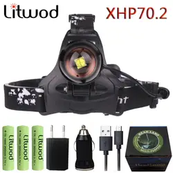 Litwod 2806-2Z30 + новое поступление XHP70.2 32 Вт 3200lm мощная светодиодная фара мощный налобный фонарь свет фонарик Фонарь