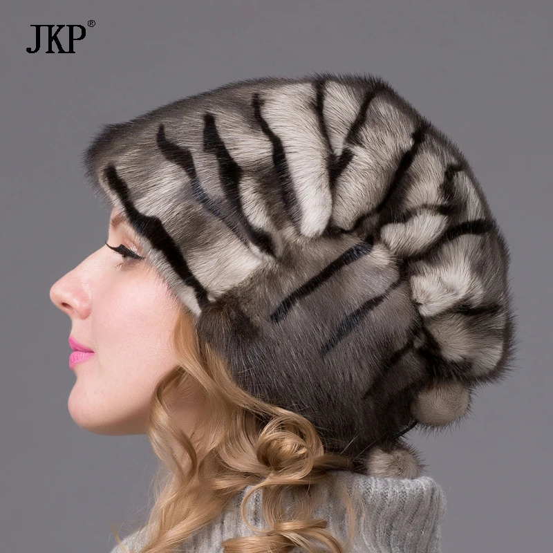 Натуральная зимняя норковая меховая шапка, женская одежда, меховая теплая Модная шапка, головные уборы
