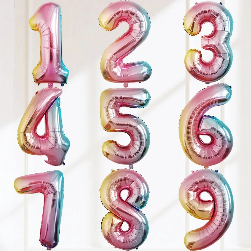 Розовые золотые шары из фольги в виде цифр большая цифра гелиевые шарики Свадебные украшения день рождения принадлежности для детского душа