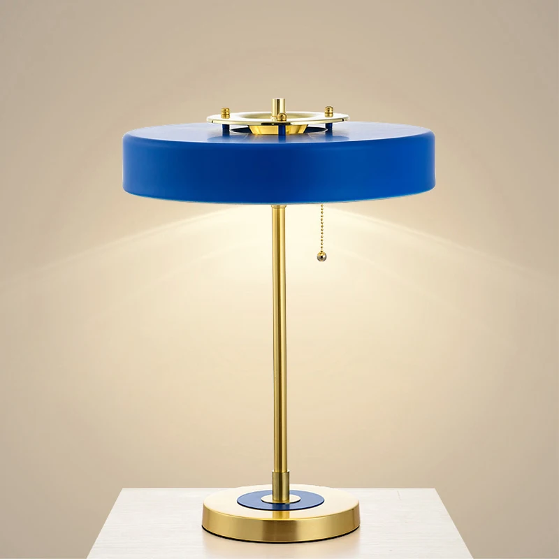 

Postmodern creative metal decorative table lamp vintage pull rope switch Nordic iron paint study G9 reading lighting table lamp