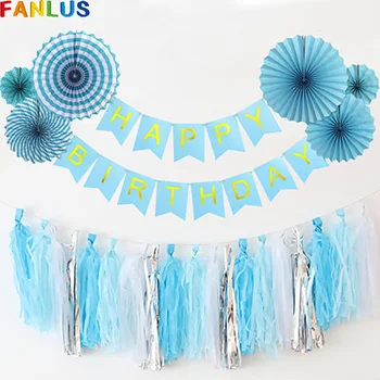 

39pcs/lot Happy Birthday Banner Candy Bar Decoration 1st Birthday Deco Anniversaire Paper Tassel Decor Slingers Voor Verjaardag