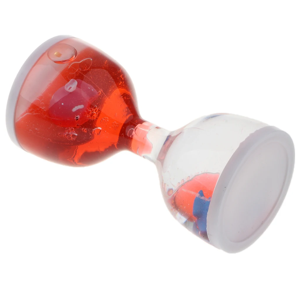 Dolphin Liquid Motion Bubbler Timer Floating Oil Hourglass - Sensory Fidgeting Toys for Kids Home Desk Decor Ornaments Red