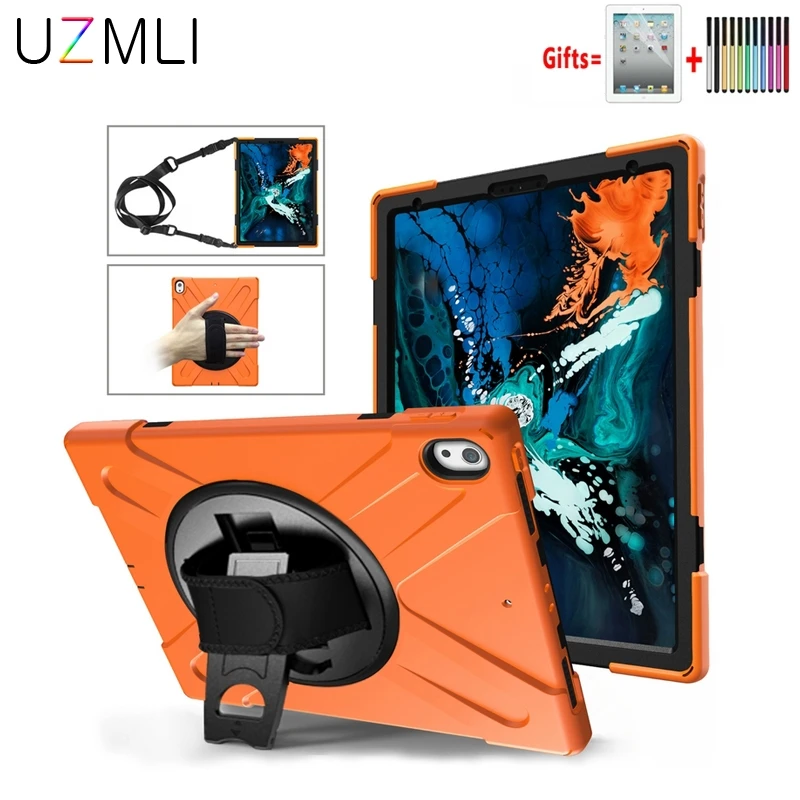 

Shockproof Kids Case for iPad Pro 12.9 2018 Tablet Heavy Duty Safe PC Silicon Stand Cover Funda with Hand Shoulder Strap+Gifts