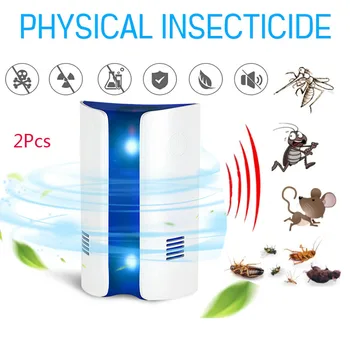 

2Pcs Electronic Ultrasonic Mosquito Repeller Mouse Repellent Killer Mouse Cockroach Trap Insect Rats Spiders Pest Control