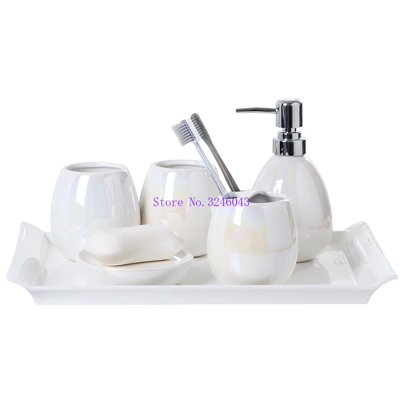 European minimalist ceramic wash cup 2/3 piece set Bathroom decoration Five-piece bathroom set Bathroom wash set