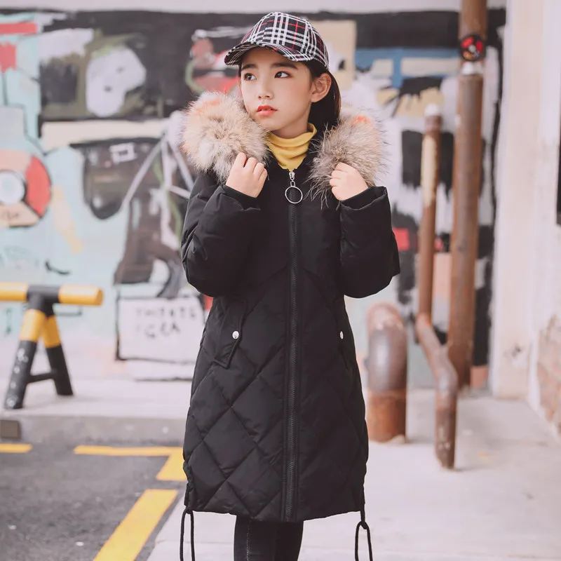 

2018 new Winter Girls clothing Duck Down Jackets Thicken Big Girl clothes Children Coat Outerwear Overcoat Hooded parka real fur
