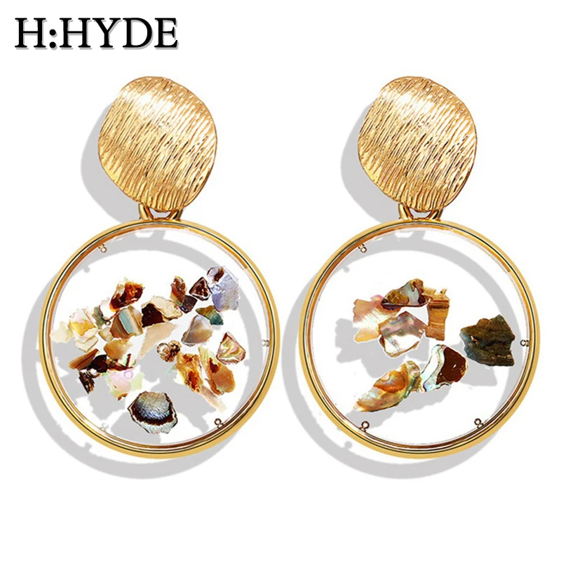 

H:HYDE Shell Acrylic Tortoise Korean Earrings For Women Resin Round Drop Dangle Earring Brincos Geometric Fashion Jewelry