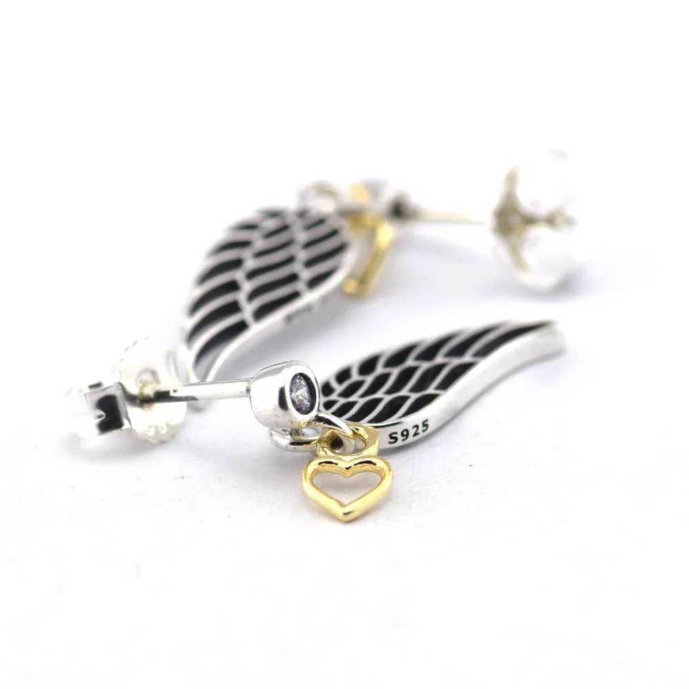 

925 Sterling Silver Jewelry Love and Guidance Stud Earrings with Plated Free Shipping PANDOCCI