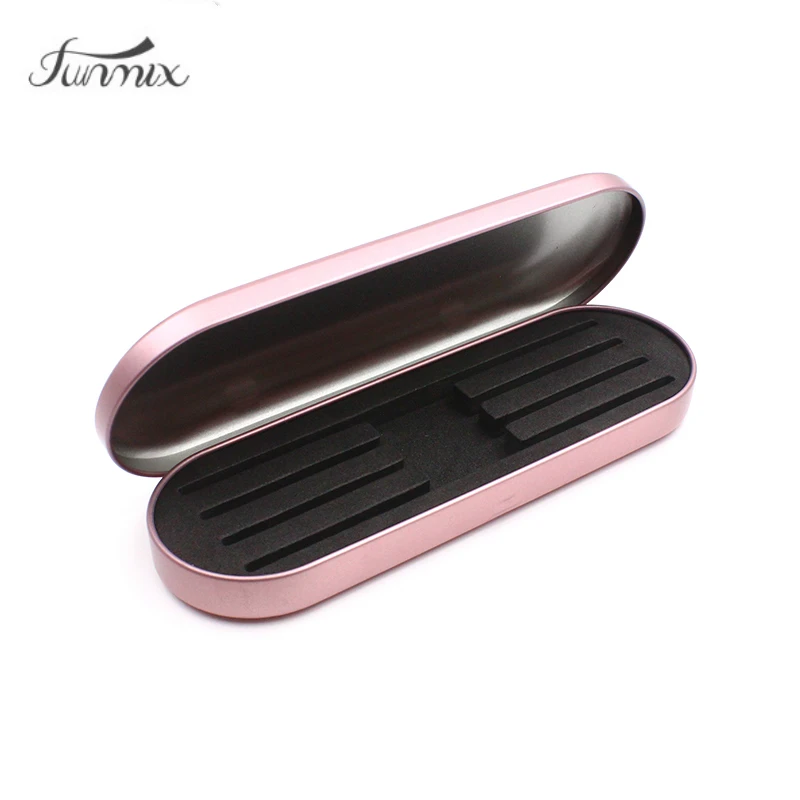 

4 Slots Exquisite Tinplate Storage Box Eyelashes Beauty Makeup Tweezers Protection Box Eyelash Planting Tool