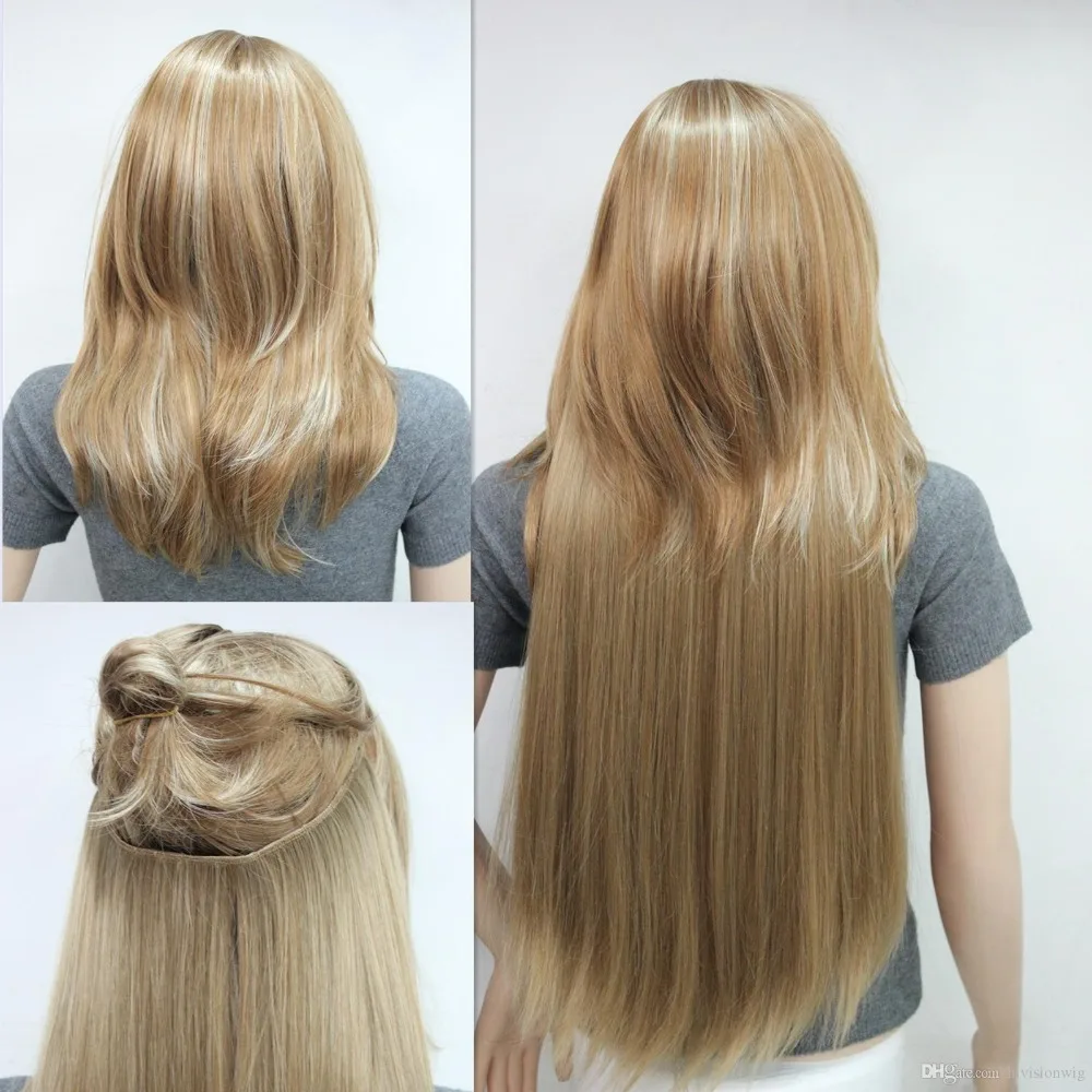 Meifan وصلات شعر صناعية شعر طويل مفرود مجعد سلك غير مرئي خيط سمكة بدون مشبك مع مشبك Synthetic Clip In One Piece Aliexpress