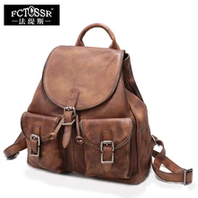 Women Backpack Vintage Genuine Leather Handmade Casual Backpack Cow Leather Women Top Handle Bags