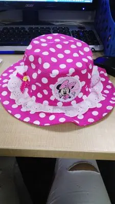 Disney/милые кружевные розовые головные уборы принцессы для маленьких девочек; Мягкие хлопковые летние дышащие пляжные шляпы с Минни для малышей