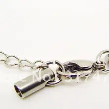 50 шт/лот 3 мм кожаный шнур застежка из нержавеющей стали