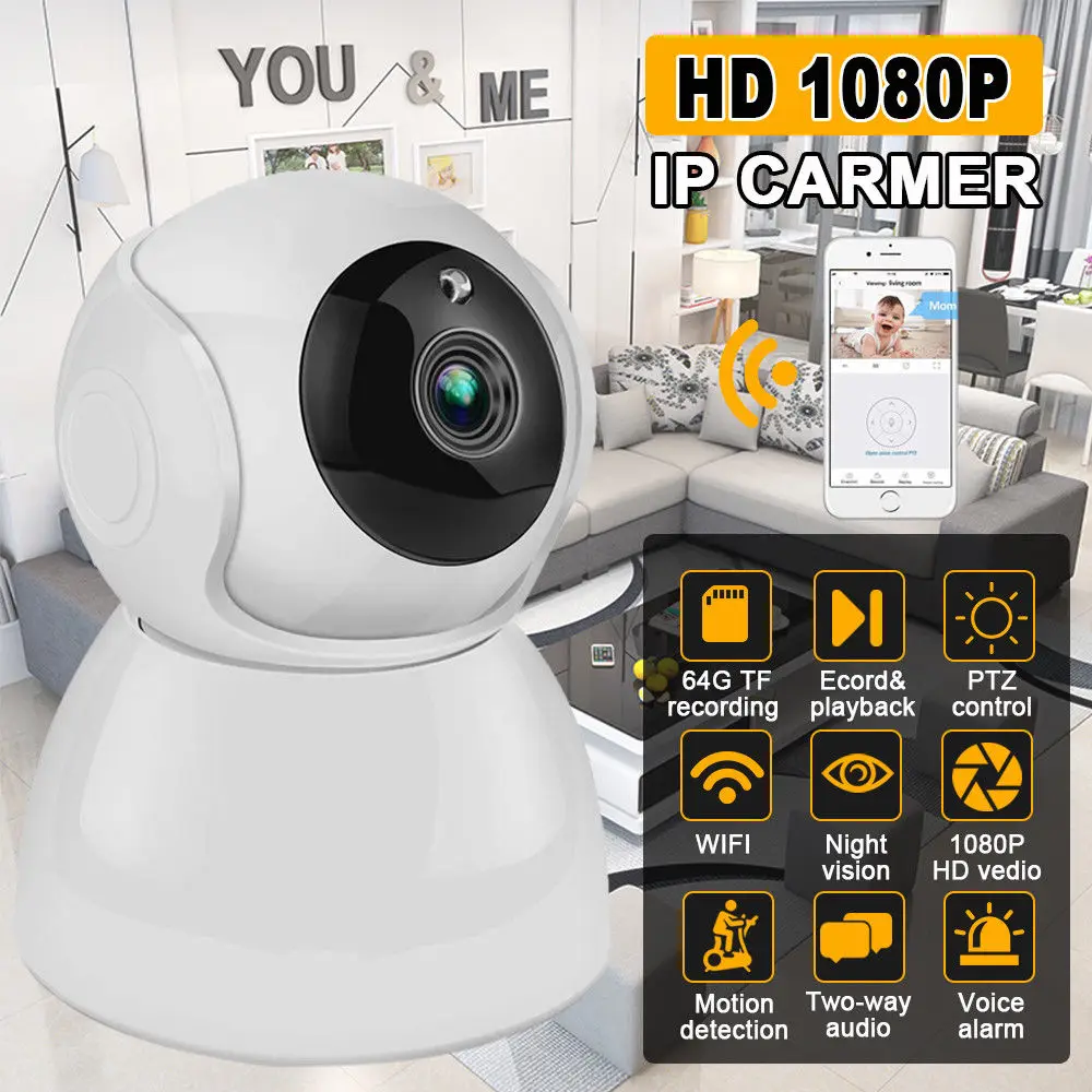 Беспроводная камера для домашних животных, 1080 P, WiFi камера, IP CCTV камера видеонаблюдения, камера безопасности, P2P, ночное видение, детский монитор, домашняя камера 720P