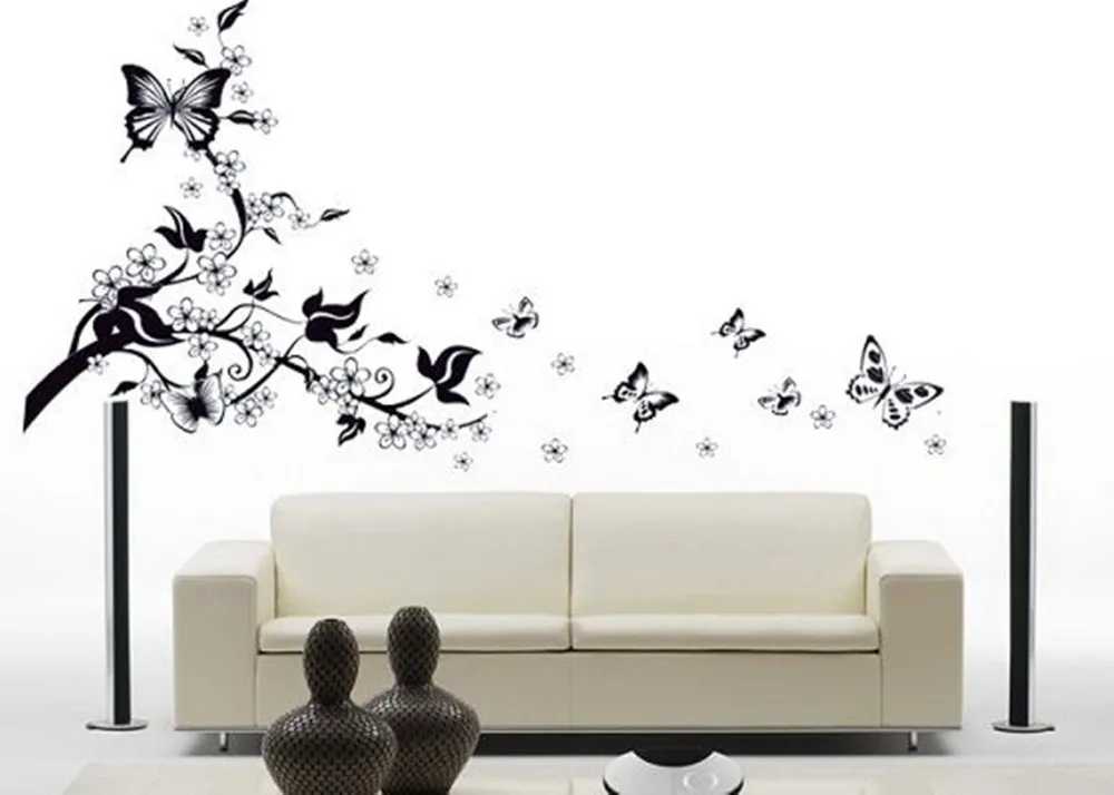 Floral Butterfly Flower Vine Wall Stickers DIY Art Decor Mural Room Vinyl Decal