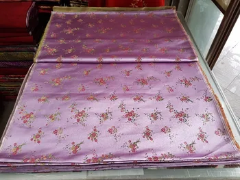 

chinese silk brocade fabric cushion light purple back with red and gold pulm flowers green leaf 2017 new pattern
