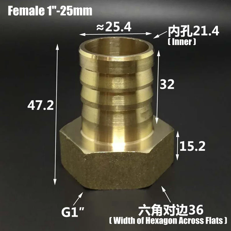 1 шт. 3/" 1" гнездовой резьбовой Соединитель 8~ 32 мм латунные соединители пагода для полива шланга фитинги для газовых труб адаптер медные соединения - Цвет: 1Inch Female-25mm