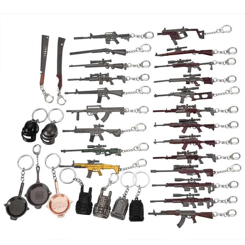 

2019PUBG Keychain game eat chicken new weapon model pendant Keychain eat chicken game peripheral 12cm Internet cafe gift Key rin