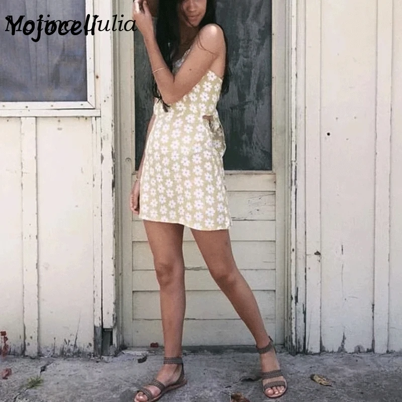 Yojoceli 2019 летний Шикарный цветок печати лук платье для женщин линия открытая спина