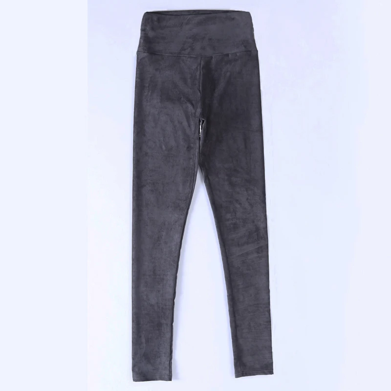 Модные замшевые кожаные женские леггинсы с высокой талией, большие Эластичные Обтягивающие Ретро Кожаные Замшевые брюки для женщин k80 - Цвет: dark grey