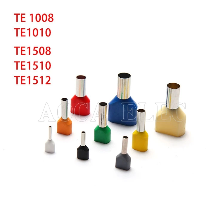 

100PCS type double pipe insulated cold-press terminal Needle end Multicolor optional TE1512 TE1008 TE 1010 TE1508 TE1512