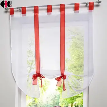 

Kitchen Short Sheer Curtains Burnout Roman Blinds Sheer Panel Tulle Window Treatment DL002C