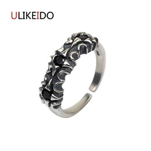 100% joyería de plata de ley 925 pura Anillos De Estrellas Negras anillo de Versión amplia para hombres anillo para mujeres regalo especial de Navidad 1117