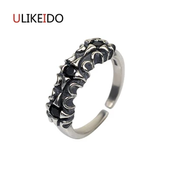 

100% Pure 925 Sterling Silver Jewelry Black Stars Rings Wide Version Men Signet Ring For Women Special Christmas Gift 1117