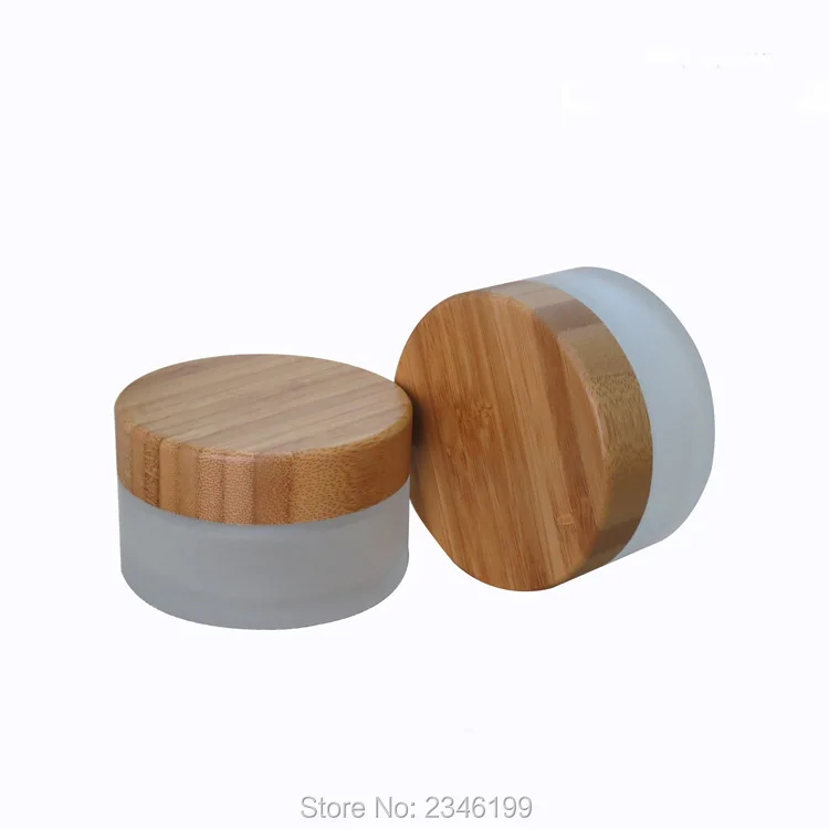 

100g Bamboo Wooden Lid Glass Jar, 10ML Empty Frosted Glass Bottle Cosmetics Cream Packing Container Bamboo Lid. 10 Pieces/Lot