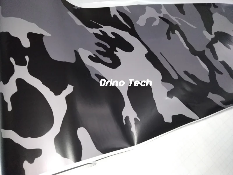 Black Grey Gray Camouflage Vinyl Film-6