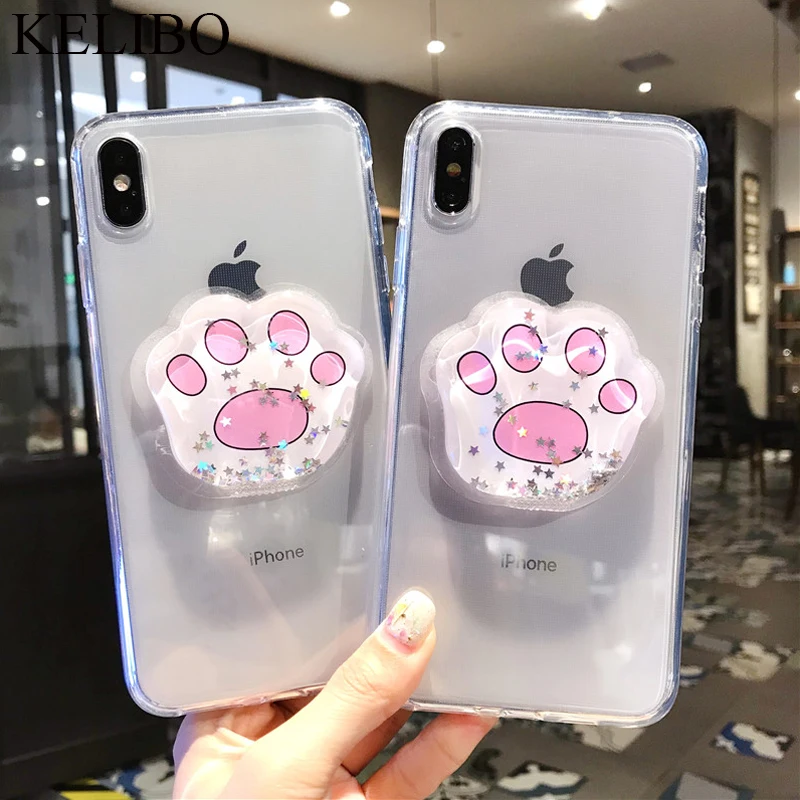 3D Жидкий чехол для телефона с кошачьим когтем Samsung S8 S9 Plus S10 5G Note 8 9 A10 A20 A30 A50 A70 M10 M20