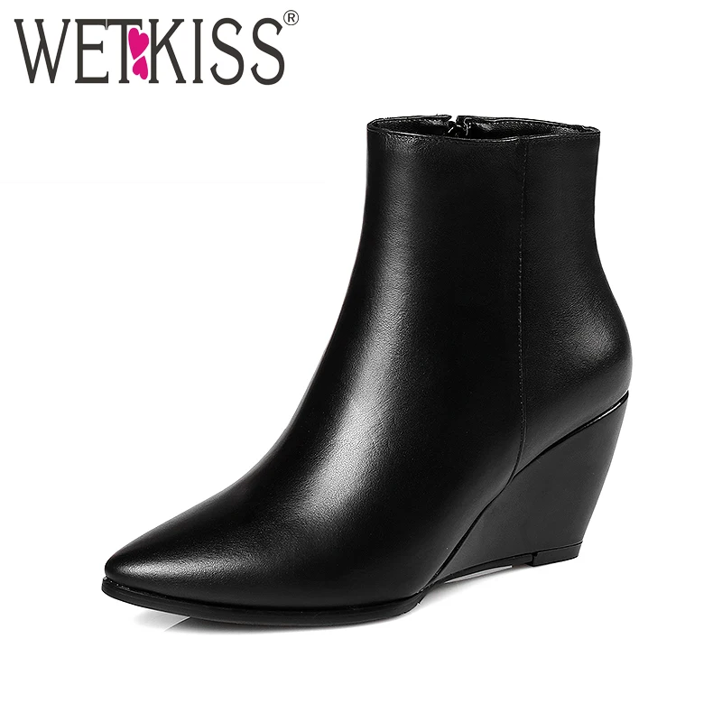 Short Mantenere 43 Size Nero Winter Scarpe 2018 punta Zeppe punta caldi a in 32 pelle Plush Big Donna con vera Wetkiss Donna Stivaletti qTxBZ5Ft