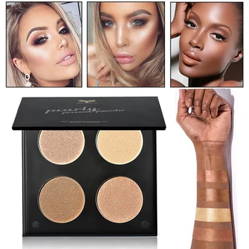 

4 Colors Glitter Shining Highlighter Palette Waterproof Powder Bronzer Contour Face Glow Makeup Cosmetics Shimmer Highlighter