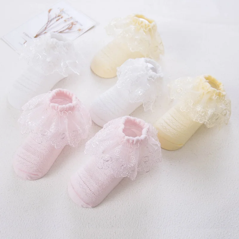 Летние милые носки для маленьких девочек хлопковые кружевные носки принцессы с цветочным принтом вечерние мягкие носки для маленьких детей