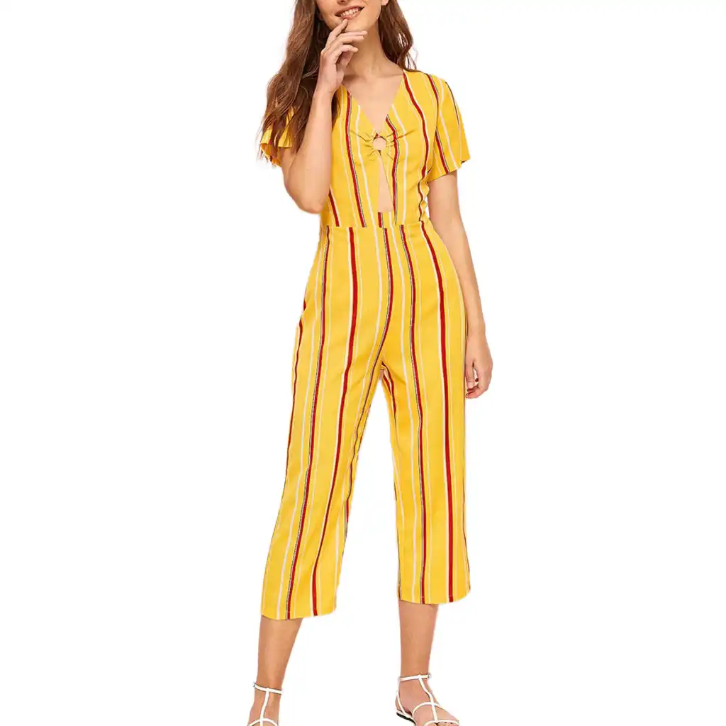 yellow short sleeve jumpsuit