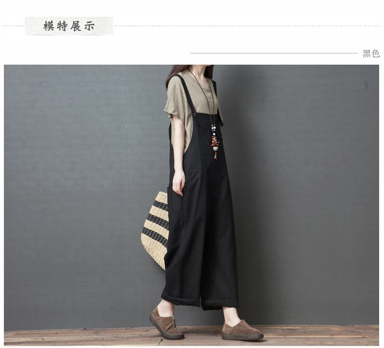 Rompers Womens Jumpsuit Summer Spring Cotton Linen Wide Leg Pants Trousers Overalls Jumpsuits for Women 2019 Plus Size Pantalon 5