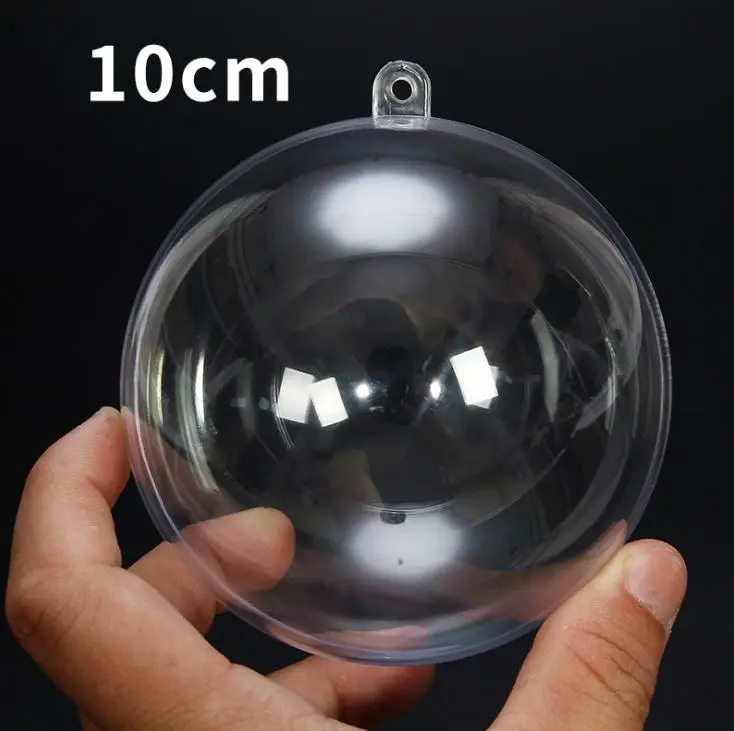 Adornos de plástico transparente de 100mm, bola de plástico, bolas redondas y transparentes, adornos para fiesta de boda, decoraciones de Navidad SN1941