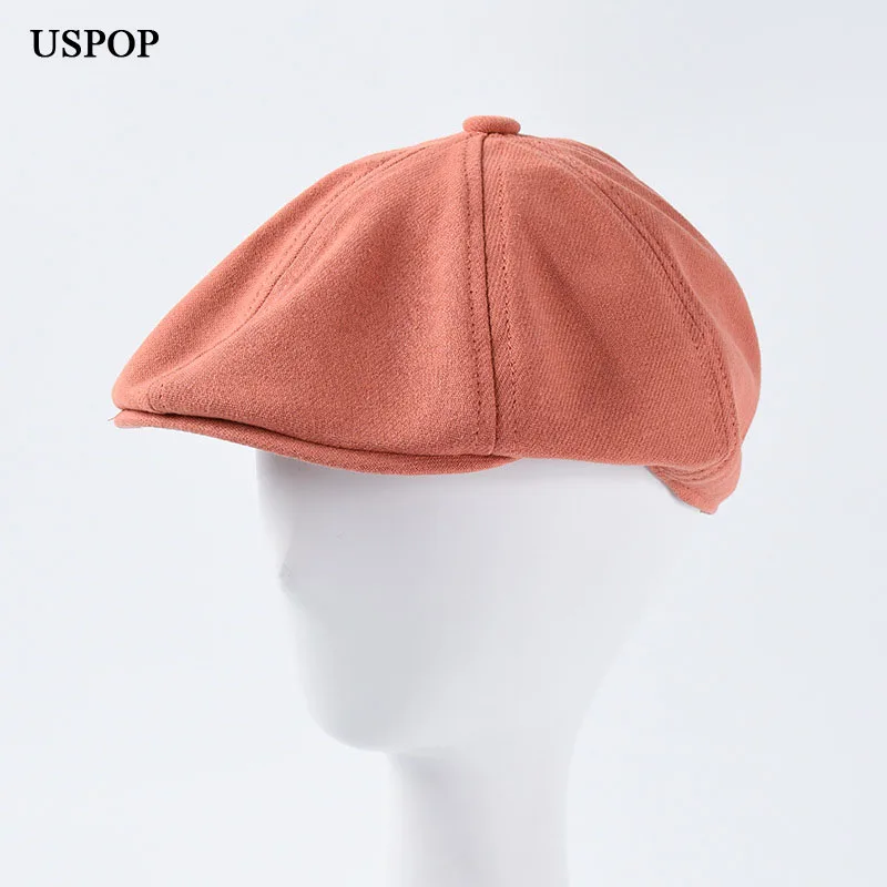 

USPOP 2019 New autumn Couple hats adjustable solid color berets women men berets soft cotton visor caps