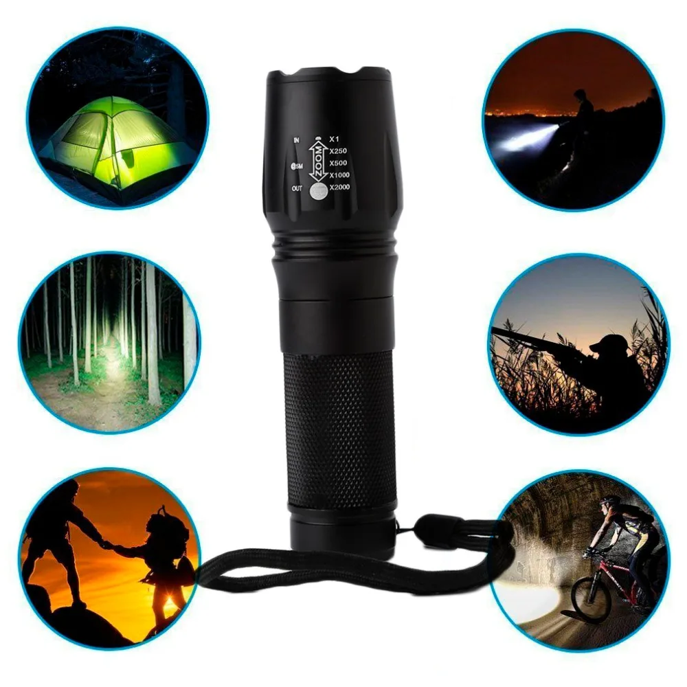 

(Ship From DE)5000lm Genuine Shadowhawk X800 Tactical Flashlight LED Zoom Military Torch Aircraft Aluminum Shell UK Plug