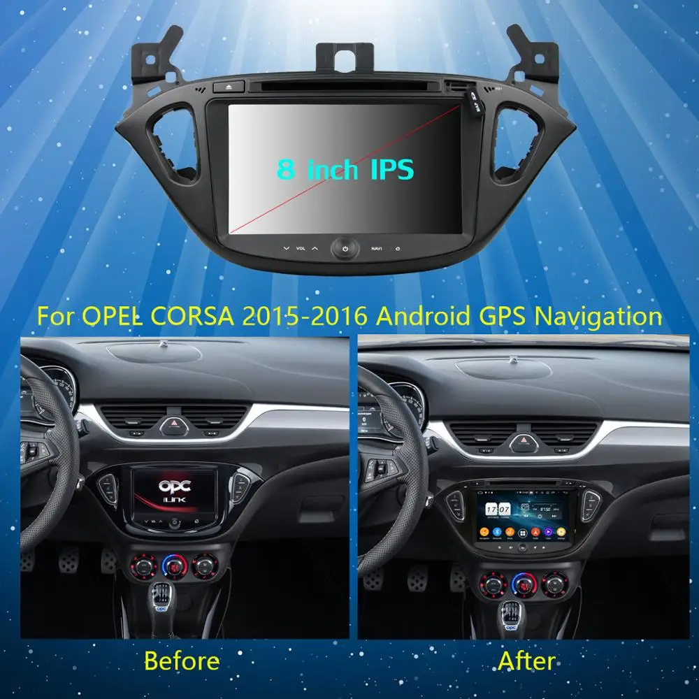 Sale 8" IPS Octa 8 Core 4GB RAM+64GB ROM Android 9.0 Car DVD Radio GPS For Opel CORSA 2015 2016 DSP CarPlay Parrot BT Stereo Adas 2