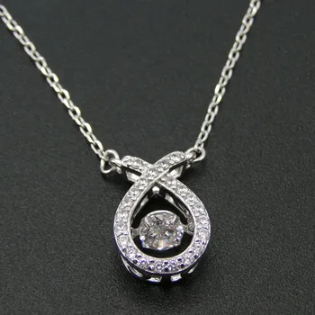 

Fine Necklace 100% 925 Sterling Silver Dancing CZ Crystal Pendant Necklace Women Jewelry with Chain